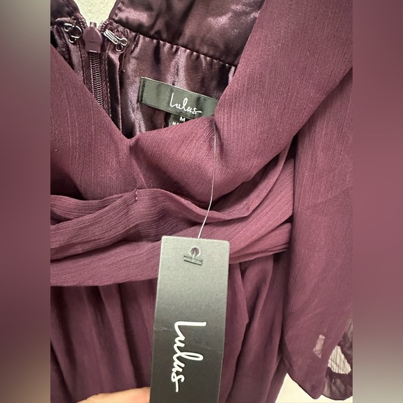 NWT! Lulus Enchant My Love Dark Purple V-Neck Long Sleeve Maxi Dress. Medium - Picture 6 of 6